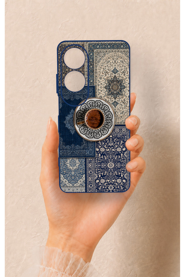 Oppo A60 Compatible Turkish Coffee and Kilim Patterned Silicone Case