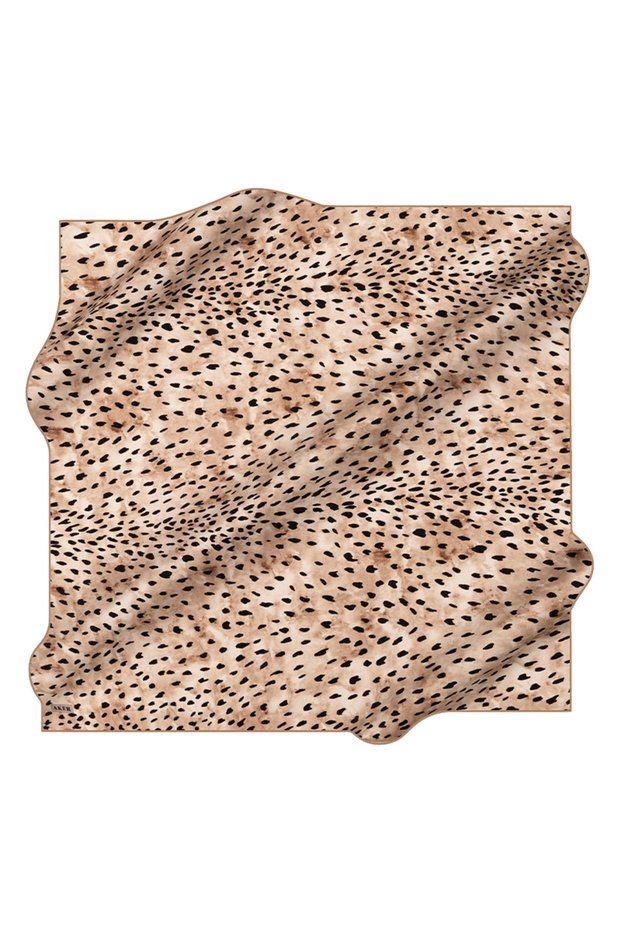 Beige 90X90 Silk Crepe Satin Scarf