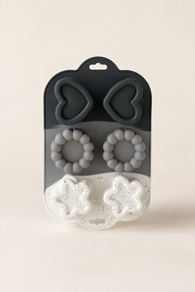 6-Piece Heart Star and Flower Patterned Silicone Muffin Cake Mold