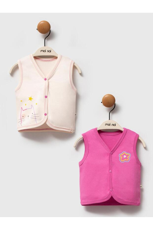 2-Piece Printed 1-9 Month Vest - Ecru