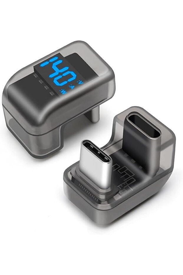 محول USB-C بزاوية 180 درجة، موصل USB-C ذكر إلى USB-C أنثى على شكل حرف U مع دعم PD بقوة 140 واط/4
