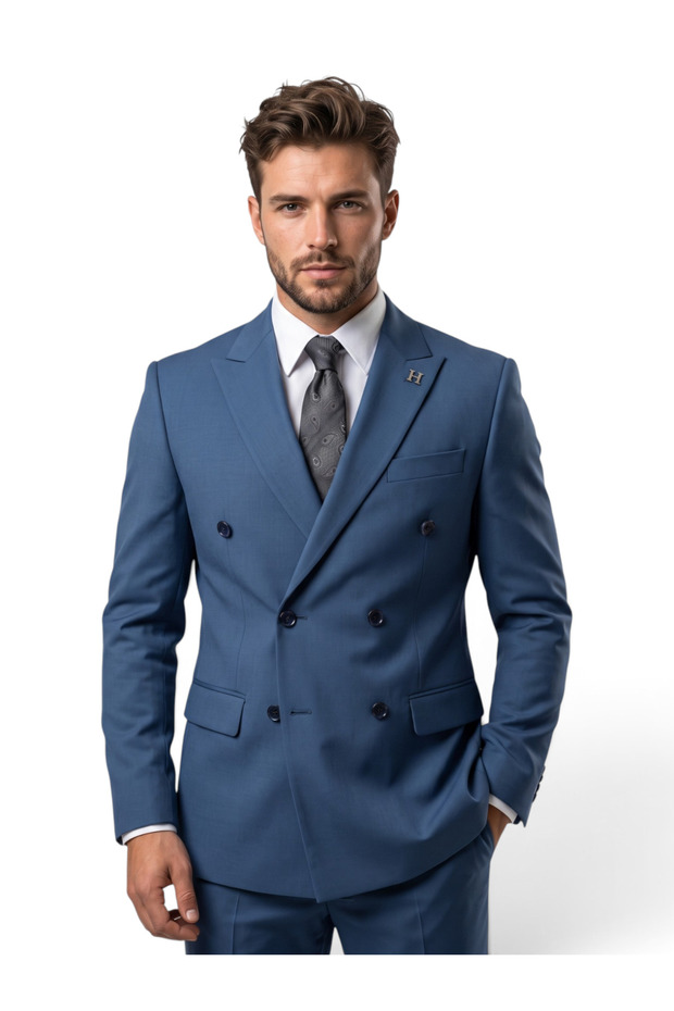 Light Blue Double Breasted Suit