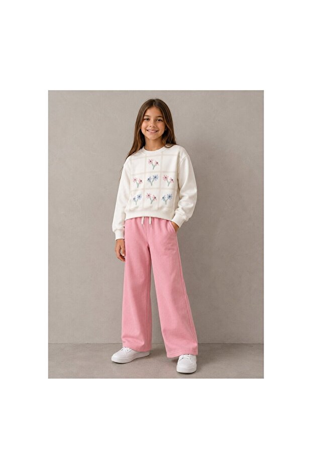 Kiz Kabarik Flower Printed Tracksuit Set