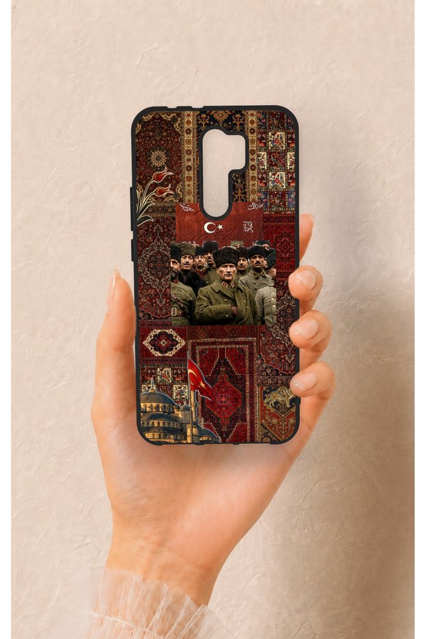 Redmi 9 Compatible Bozkurt and Atatürk Patterned Silicone Case