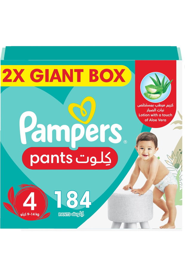 Baby-Dry Pants Diapers Size 4, 9-14Kg with Stretchy Sides for Better Fit 52Pcs