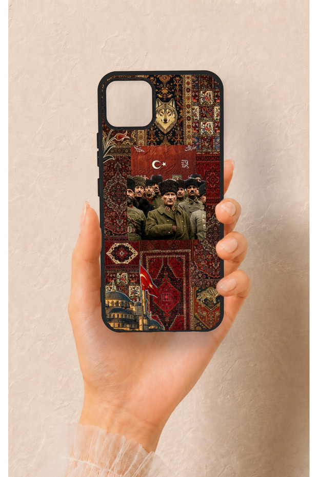 Realme C11 2021 Compatible Bozkurt and Atatürk Patterned Silicone Case