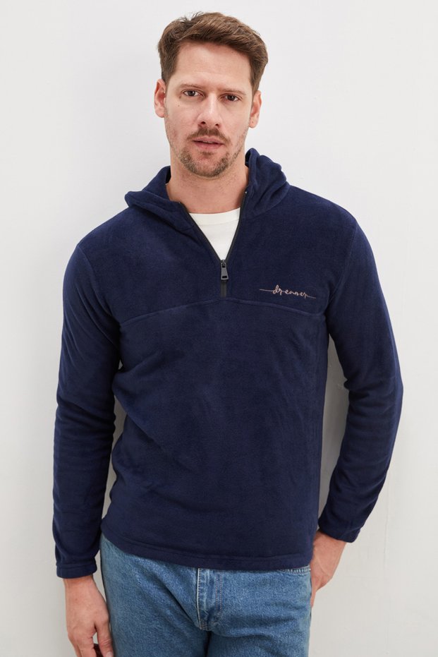 Half Zipper Hooded Fleece Sweatshirt