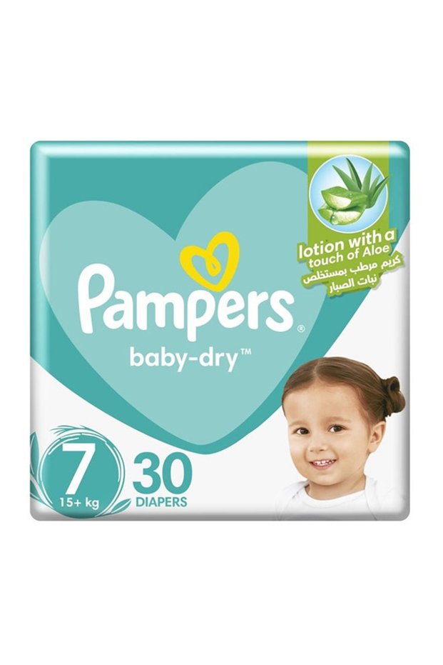 Baby Dry Lotion with A touch of Aloe Vera, 7, 15 + Kg, 30 Diapers