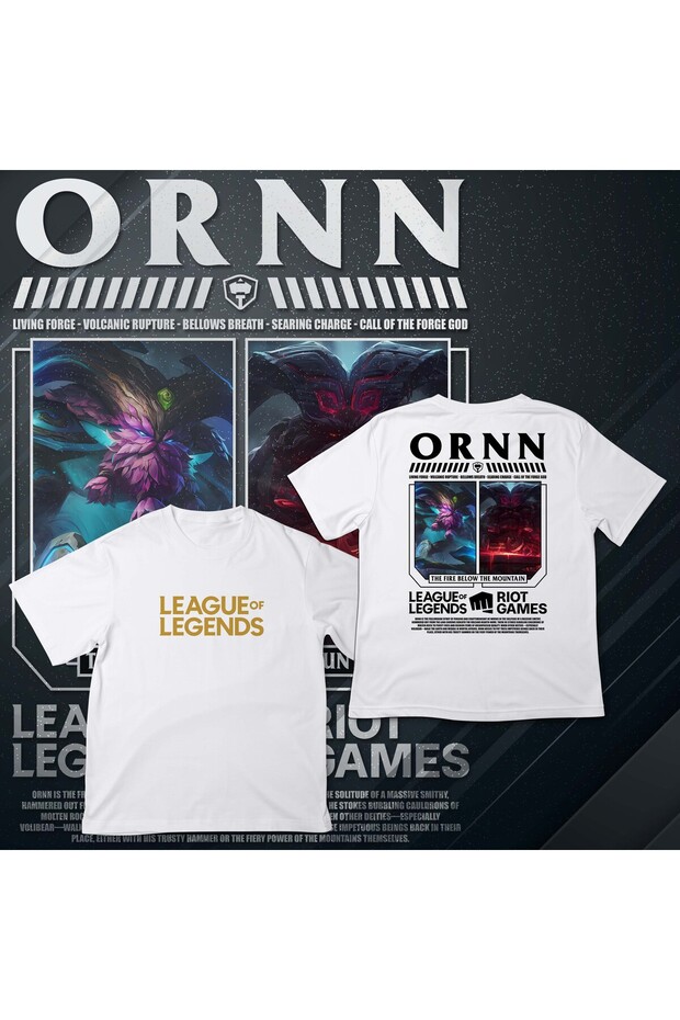 League of Legends -Ornn- Printed White Oversize T-Shirt