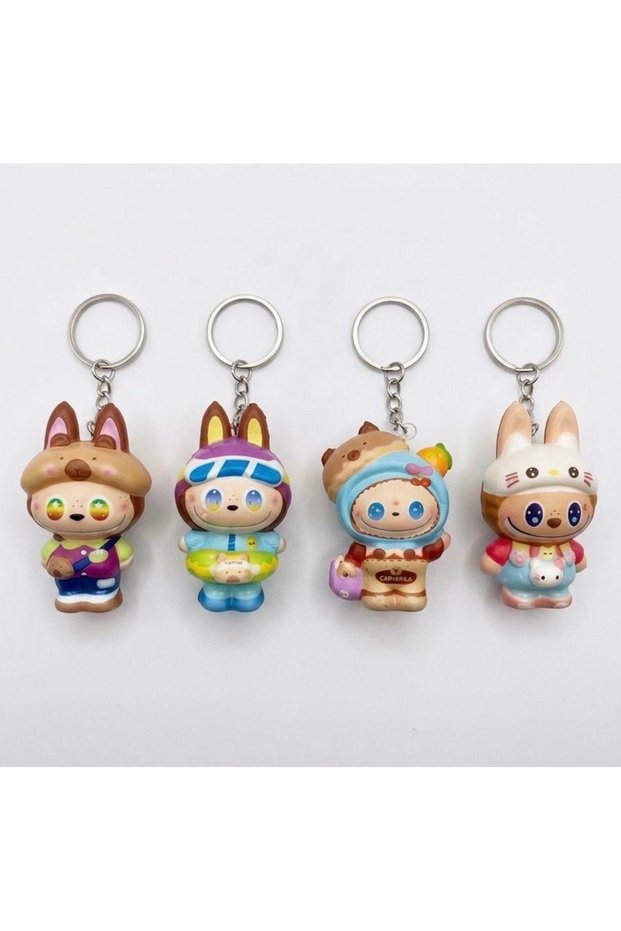 Set of 3 Cute Figurine Bag Ornaments and Keychain Set