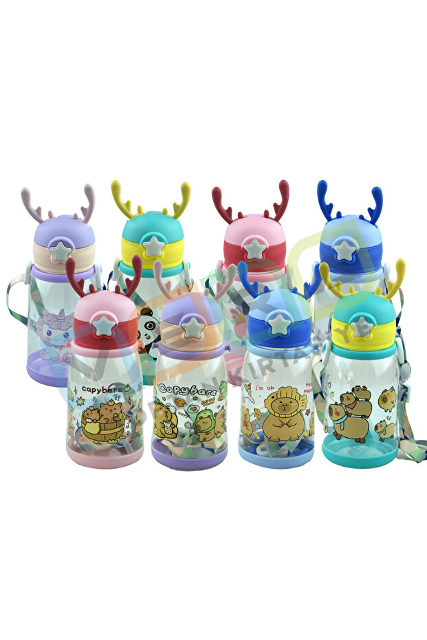 550 ml Patterned Deer Head Figured Flask with Straw