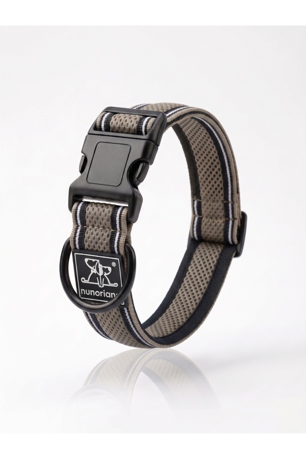Air Mesh Breathable Soft Dog Collar - Adjustable with Reflective Clip Khaki