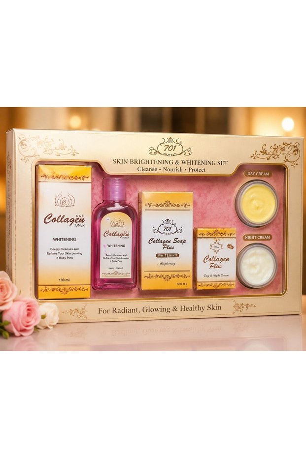 Plus Skin Brightening & Whitening Set – Cleanse, Nourish & Protect (Toner 100ml, Soap 85g, Day & Night Creams)