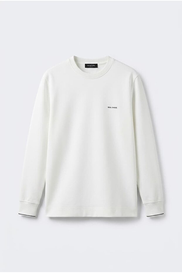 Men's Basic Crew Neck Long Sleeve T-Shirt with Tiny Lettering Modal Fabric Sun479