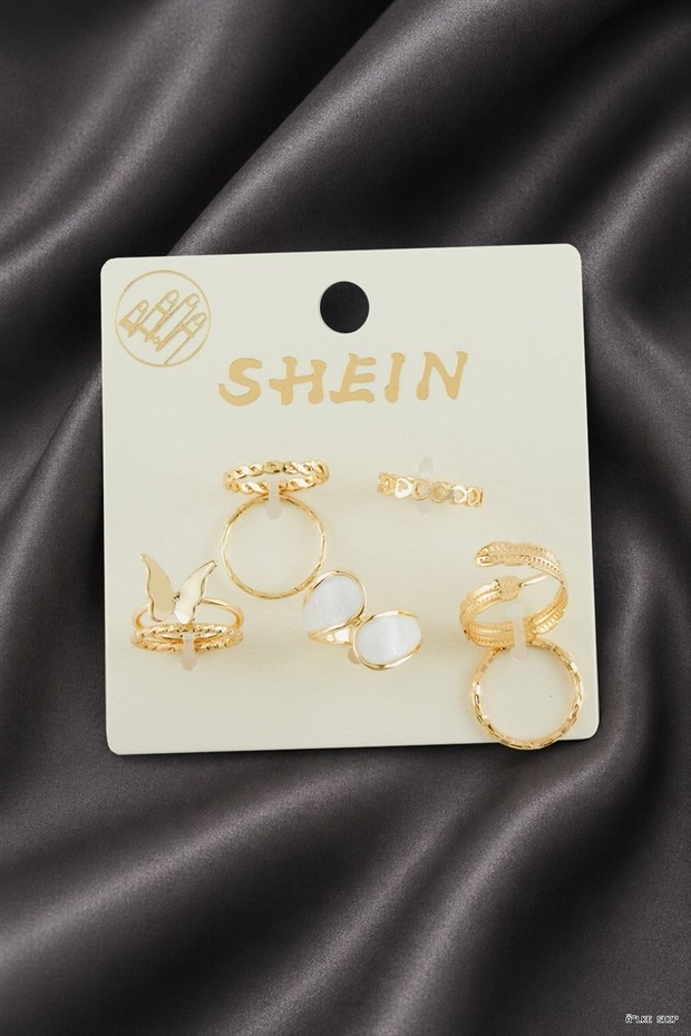 Ilkestor 7 Pieces of Enameled Luxury Rings (24157) Yellow