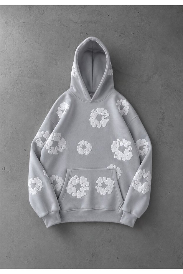 Unisex Oversize Thick 3 Thread Winter Hoodie – Embossed 3D Printed Hooded Sweatshirt