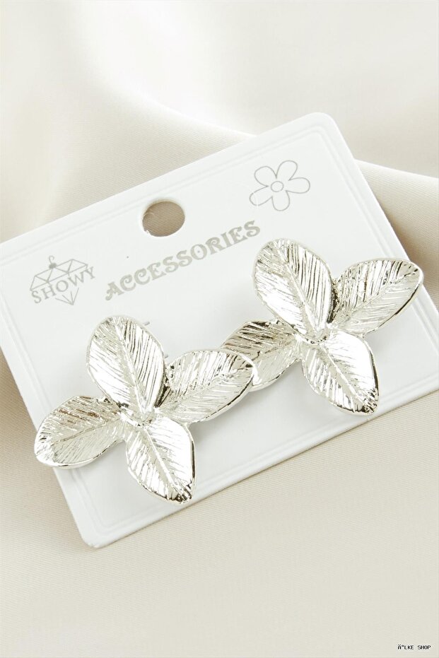 Ilkestor Flower Metal Earrings (204600) Silver Color