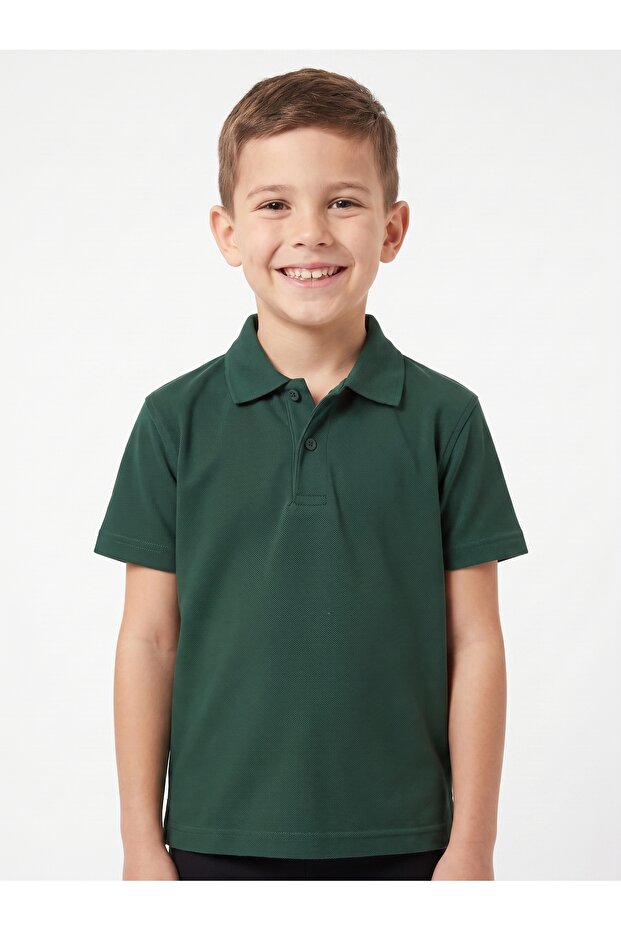 Children's School T-Shirt 100% Cotton Short Sleeve Polo Collar Lakos Girls Boys