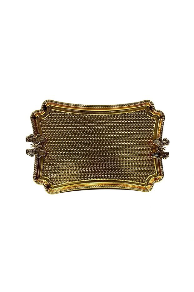 Butterfly Metal Gold Small Rectangular Tray