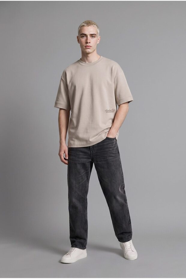 Loose Fit Crew Neck Drop Shoulder Printed T-Shirt H4609Ax26Au