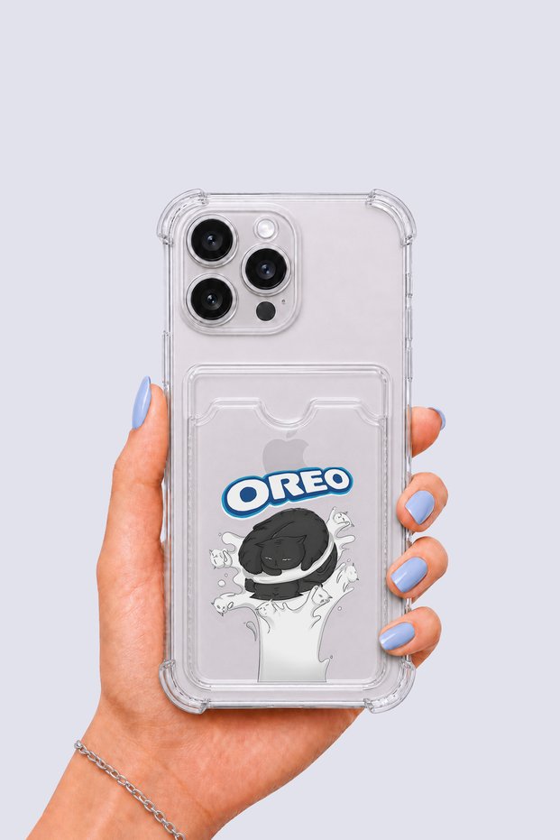 iPhone 13 Pro Max Oreo Patterned Case with Card Holder - Glst8454-3621