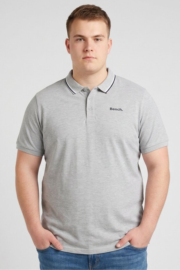 Men Regular Fit Brand Logo Short Sleeve Polo Shirt, Light Grey