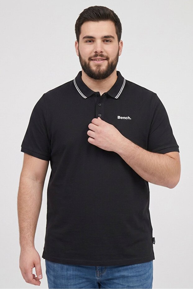 Men Regular Fit Brand Logo Short Sleeve Polo Shirt, Black