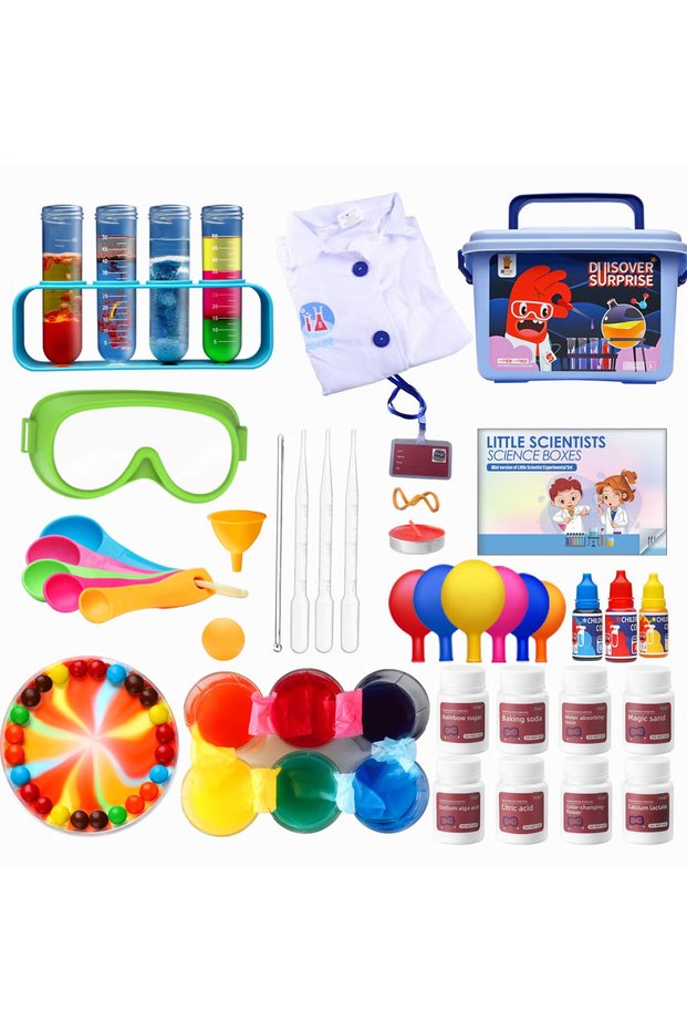 Educational Science Kit Kids Toys - 56 Science Lab Experiments, Science Kits for Kids Age 6-8-10-12, 70+ PCS DIY Stem Projects with Lab Coat Scientist Costume, Educational Toys for Kids Girls Boys