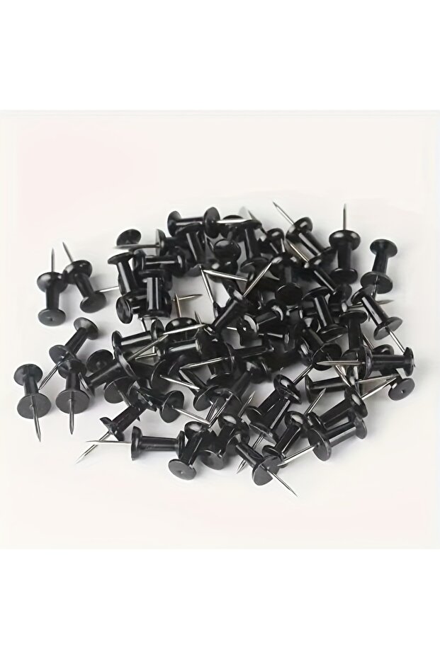 black 50pcs Push Pins, Photo Postcard Decoration Transparent Tacks for Photo Wall, Bulletin Board, H