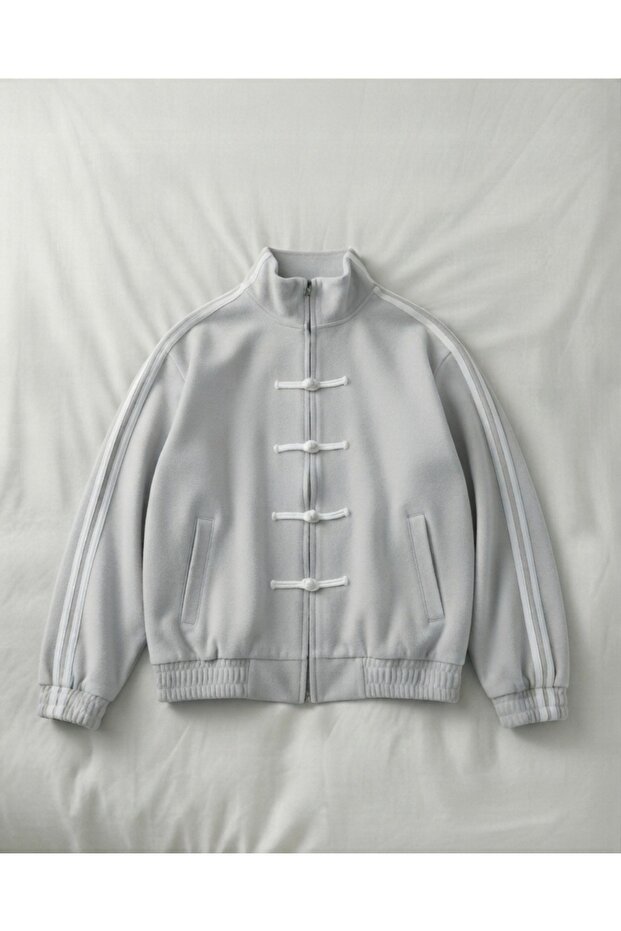 Double Striped Oversized China Unisex Jacket