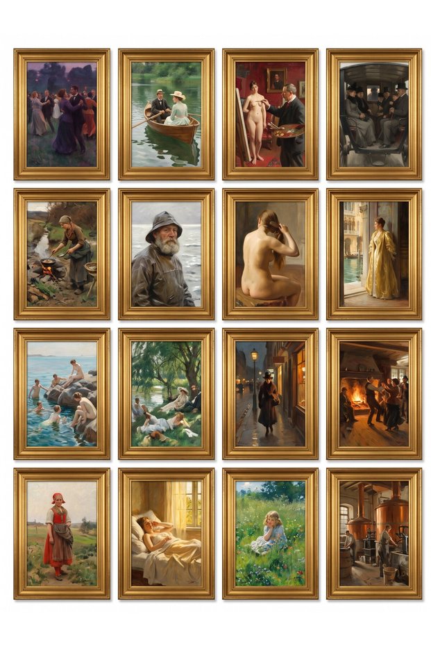 Anders Zorn Paintings 16-Piece Sticker Set Laptop Notebook Planner Sticker
