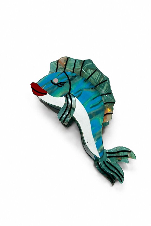 Blue Fish Acetate Latch Buckle with Lips
