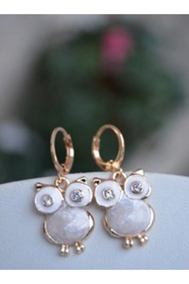 Mineli Owl Earrings - Beige -