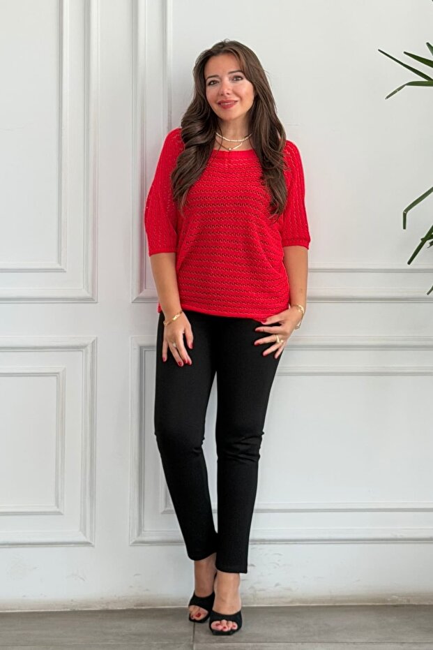 Boat Neck Bat Sleeve Mercerized Knitwear