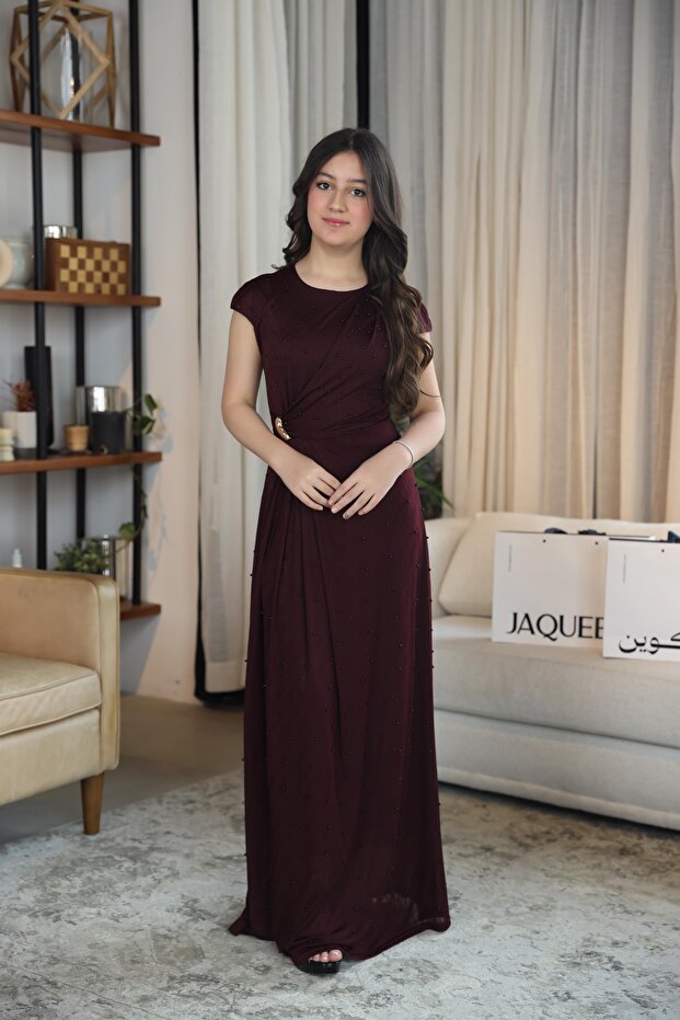 فستان سهره ناعم برغندي