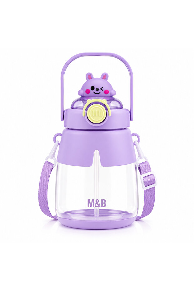 Cute Rabbit Figured Water Bottle, Children's Water Bottle with Straw, School