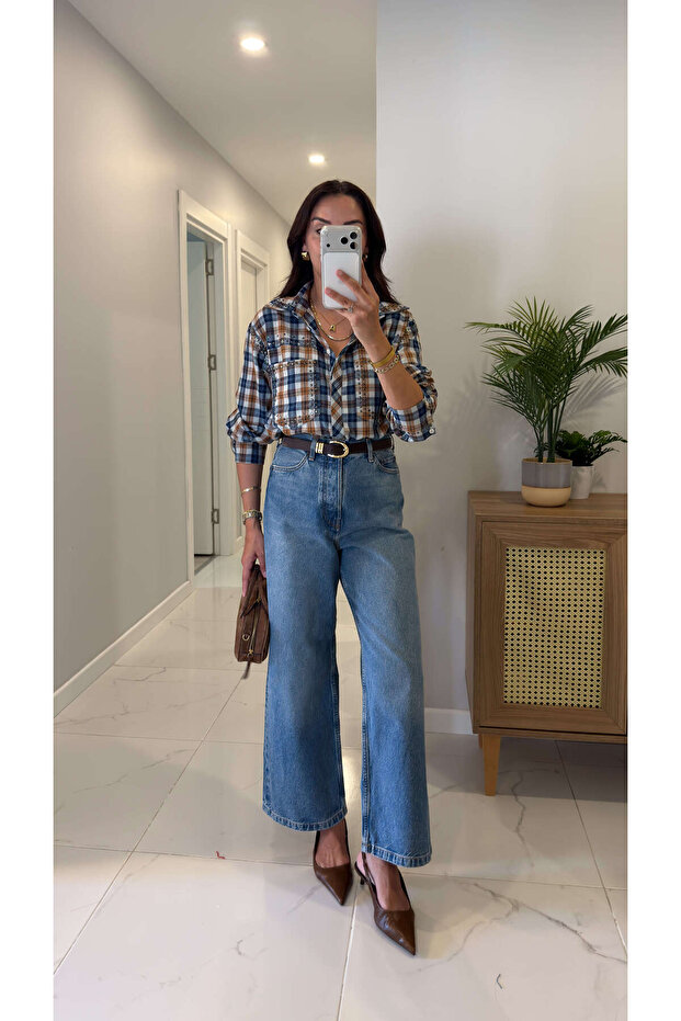 Cs Wined Blue Wide Leg Jeans