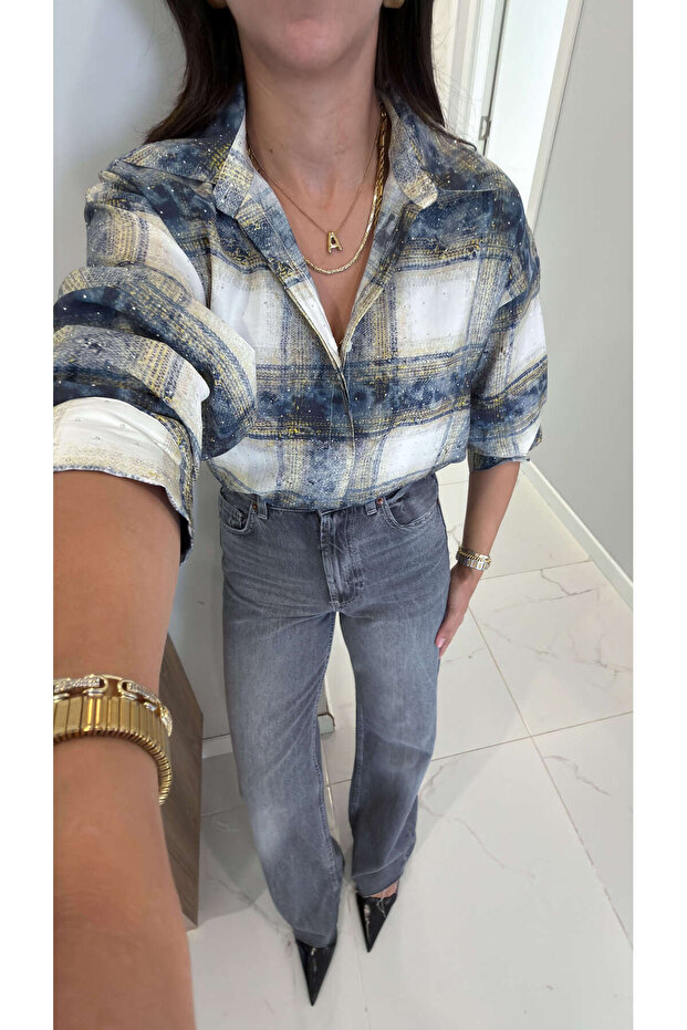 Gilsa Blue Stone Plaid Shirt