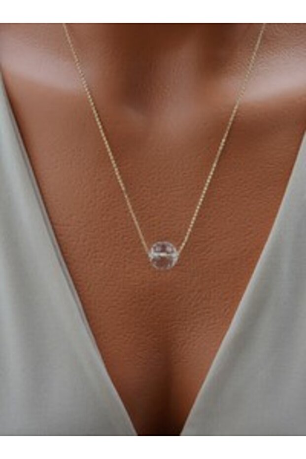 Crystal Quartz Pendant - Gold Color -