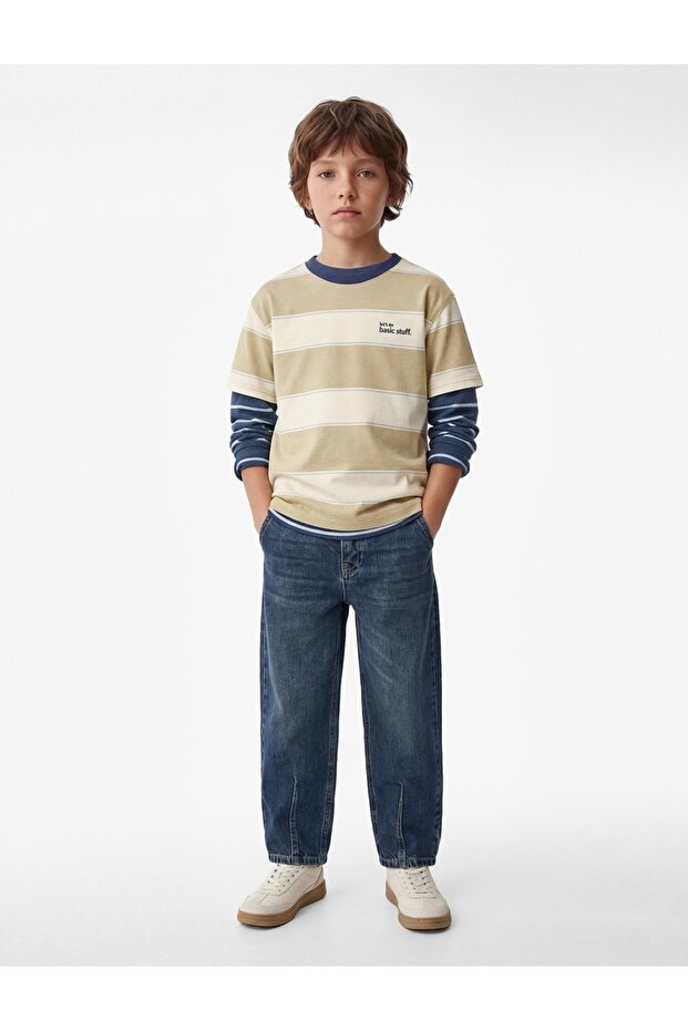 Cotton Pocketed Relax Fit Balloon Form Denim Trousers