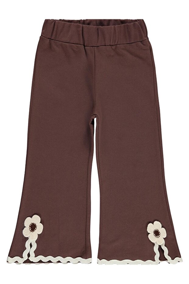Lace Detailed Sweatpants for 2-5 Years Old - Brown