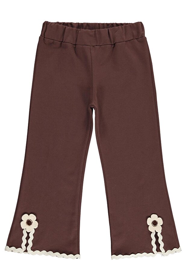 Lace Detailed Sweatpants for 6-9 Years Old - Brown