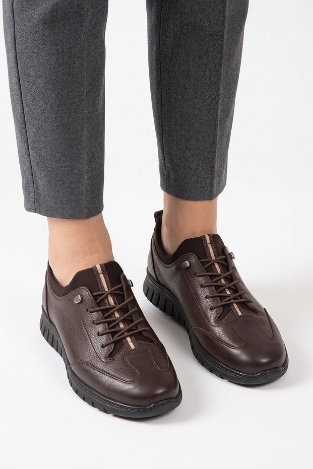 Pesner Bonded Laser Genuine Leather Women's Shoes Brown