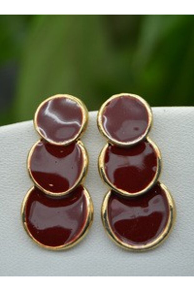 Enamel Earrings - Red -