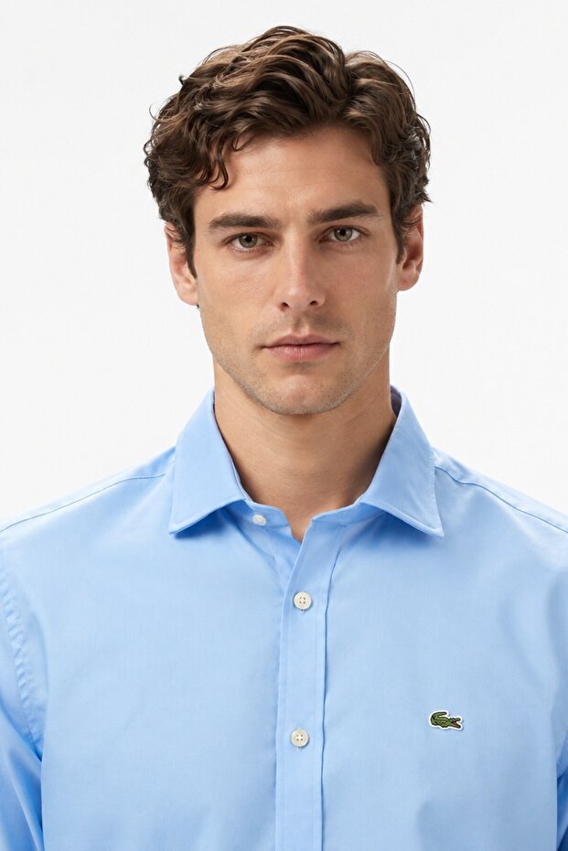 Men's Slim Fit Blue Shirt Slim Fit Cotton Men's Shirt Blue