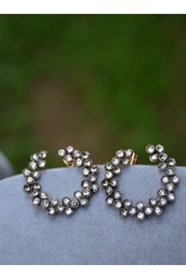 Zircon Stone Earrings - Bronze Color -