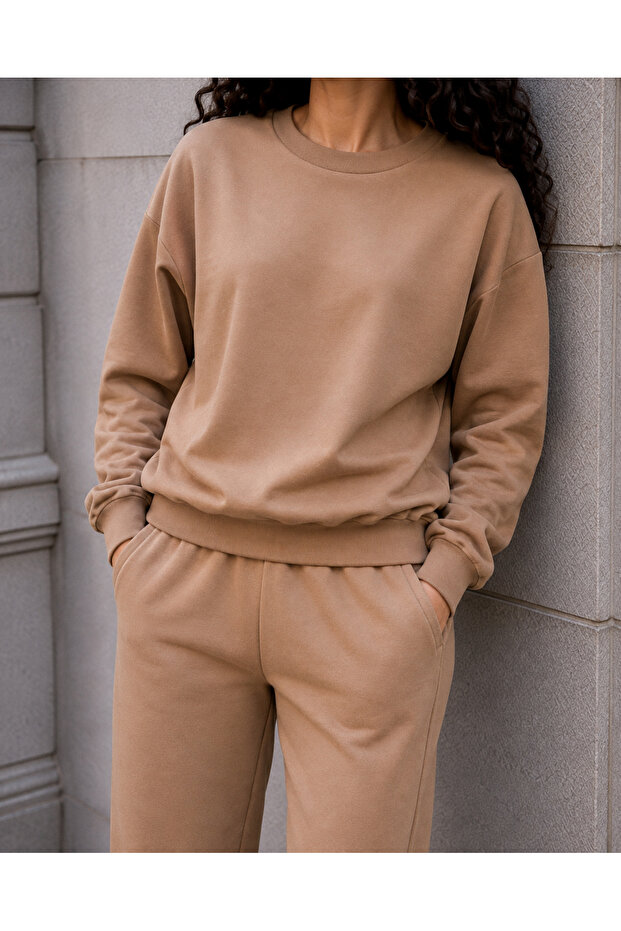 Women's 3 Thread Non-Threaded Crew Neck Basic Sweat