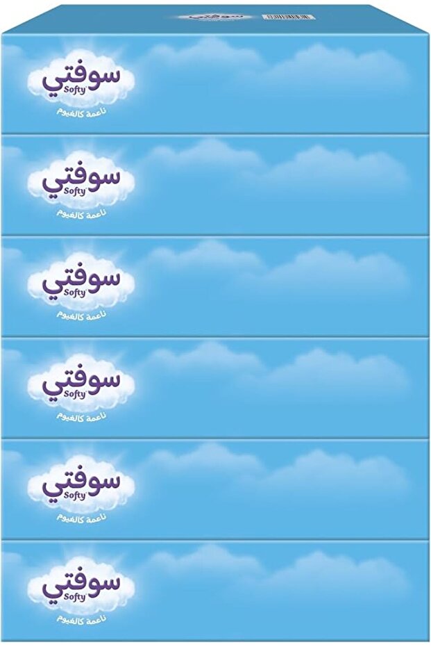 علبة مناديل للوجه، طبقتين، عبوة تحتوي على 6 × 70 منديل