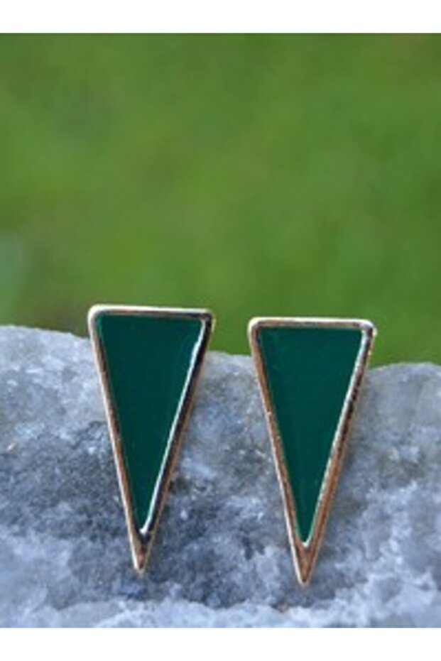 Enamel triangle earrings - green -
