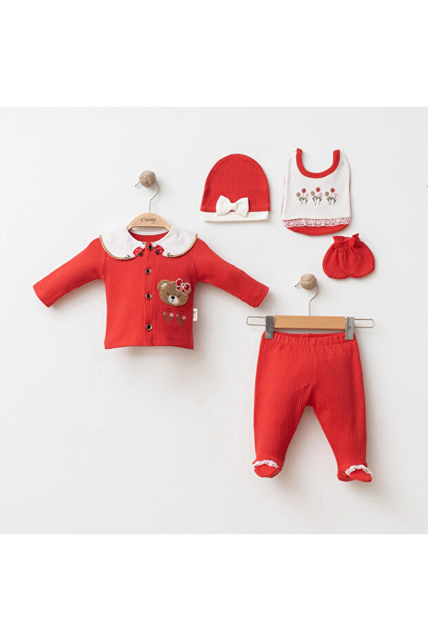 Coşay Baby Girl 0-3 Months Set of 5 with Bear
